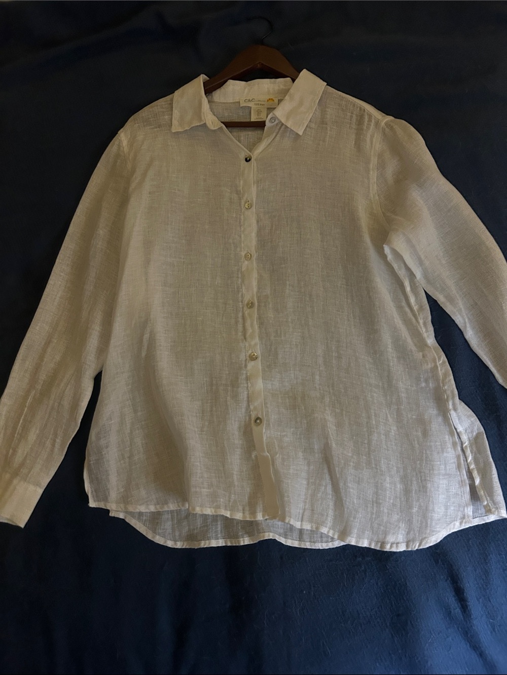 C&C California White Linen Button-Down Shirt